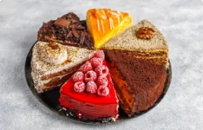assortment pieces cake