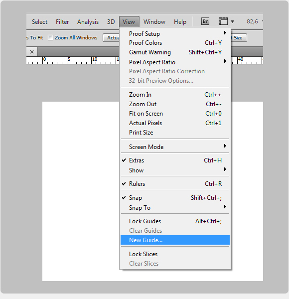 Sélectionnez view > new guide